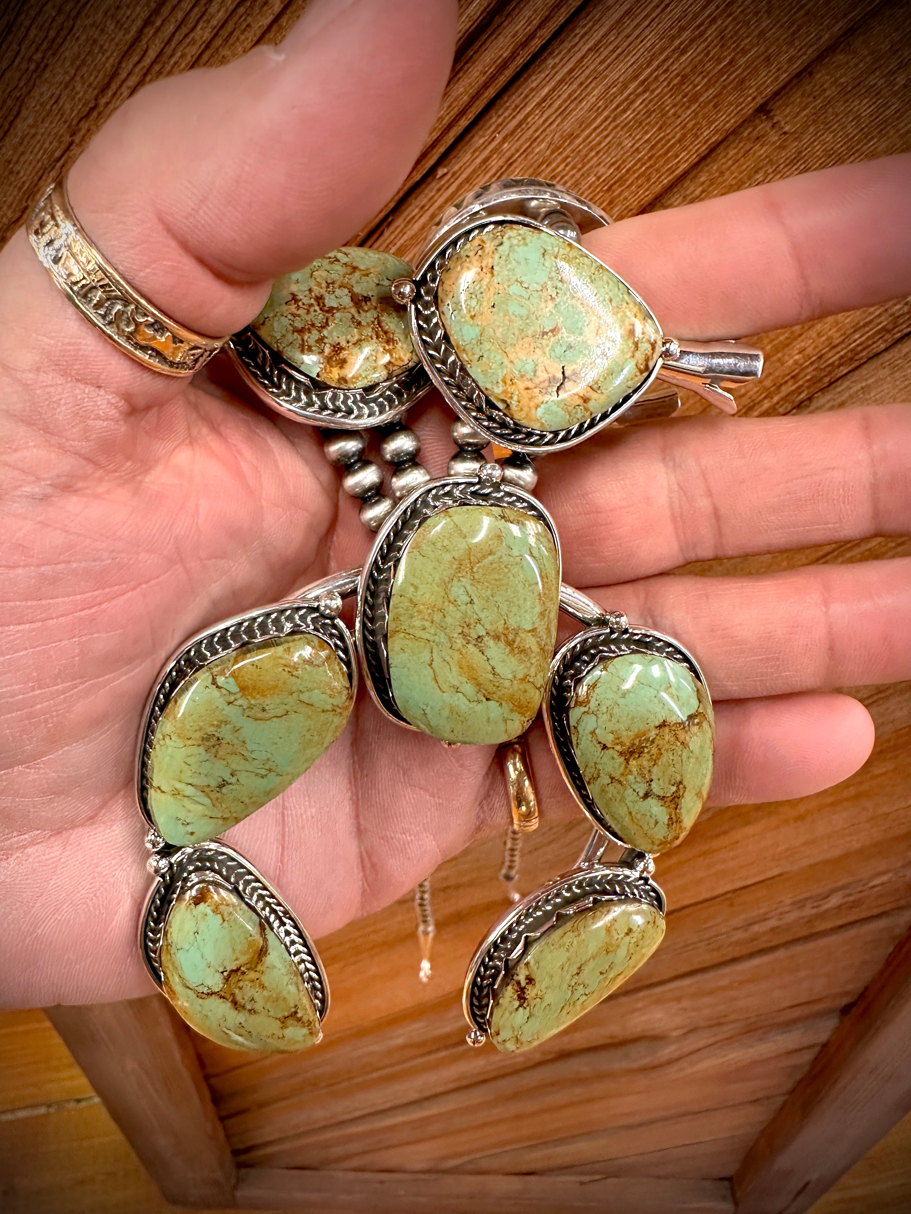Need You Now Ceremonial Green Turquoise Squash Blossom
