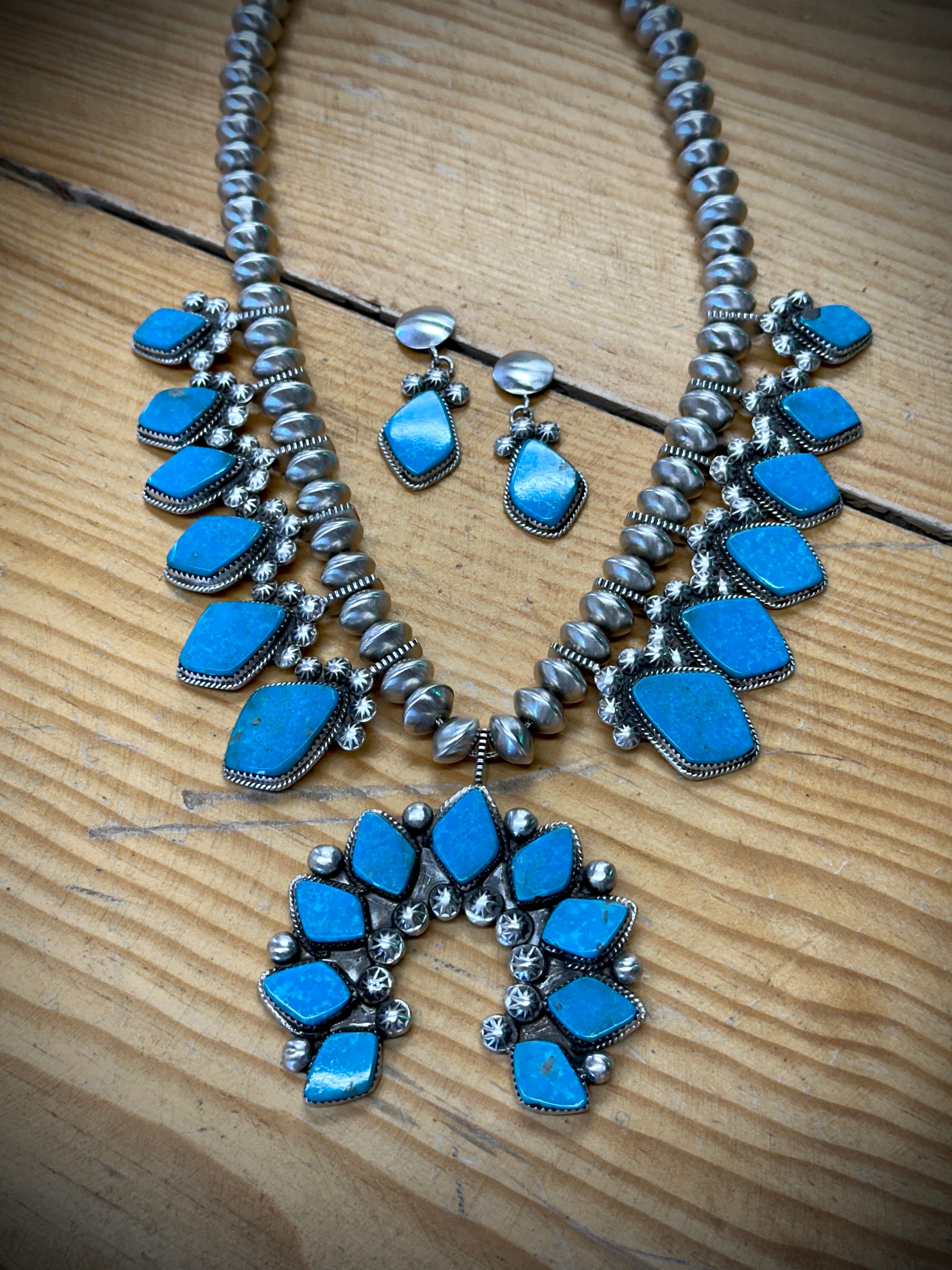 Let Yourself Go Turquoise Squash Necklace and Earring Set