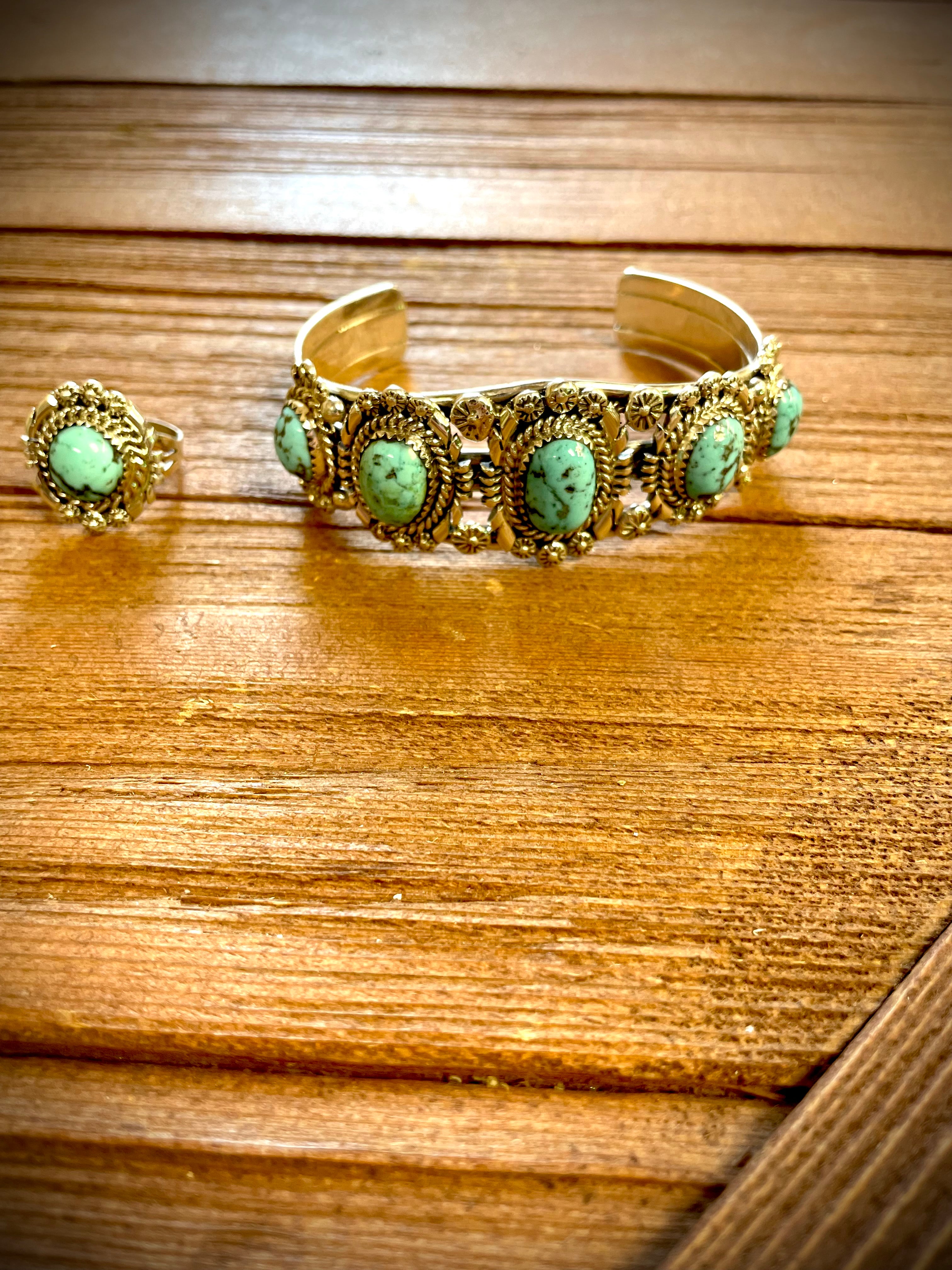 Feelin' the Feelin' Blue Turquoise Cuff and Ring Set