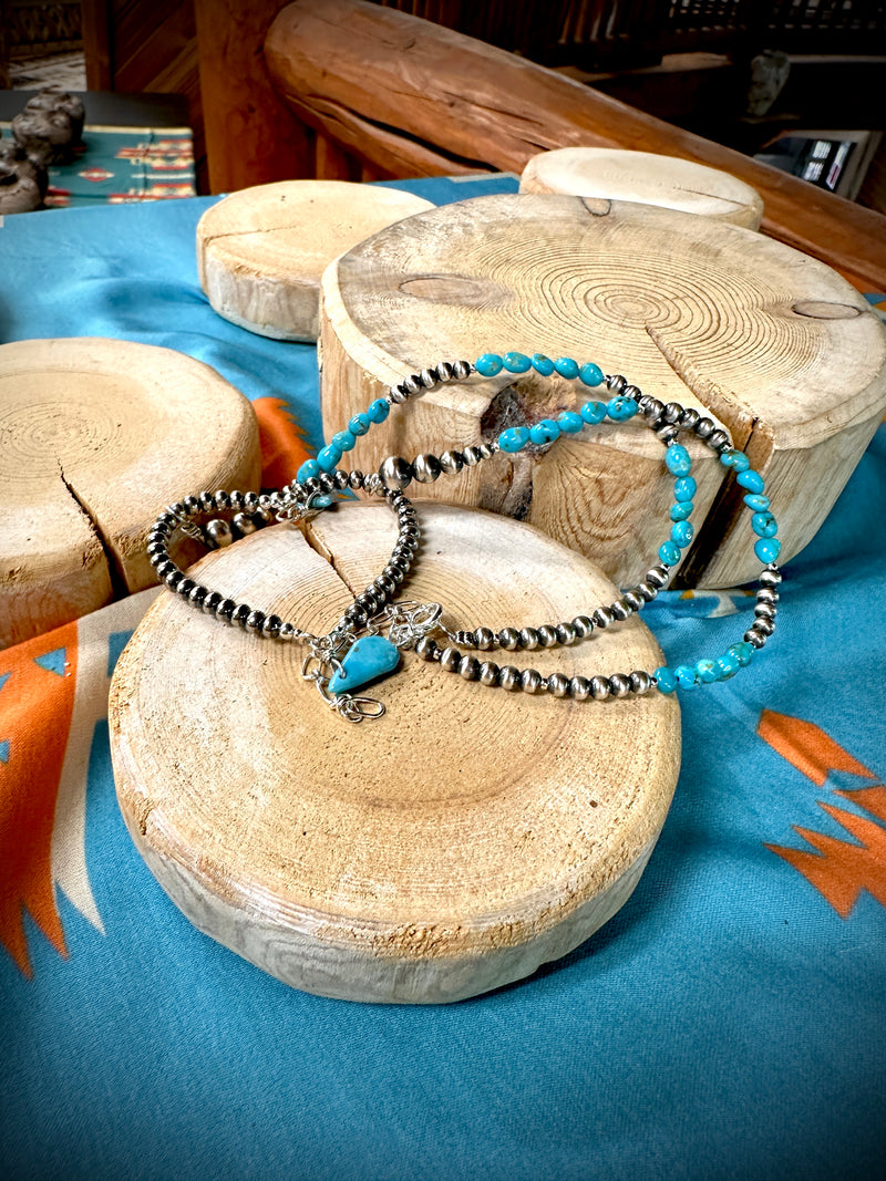 Le Coeur De Maman Pearl and Turquoise Necklace