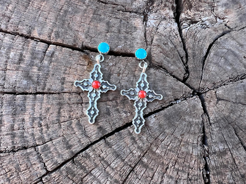 VINTAGE CROSS DANGLE EARRINGS