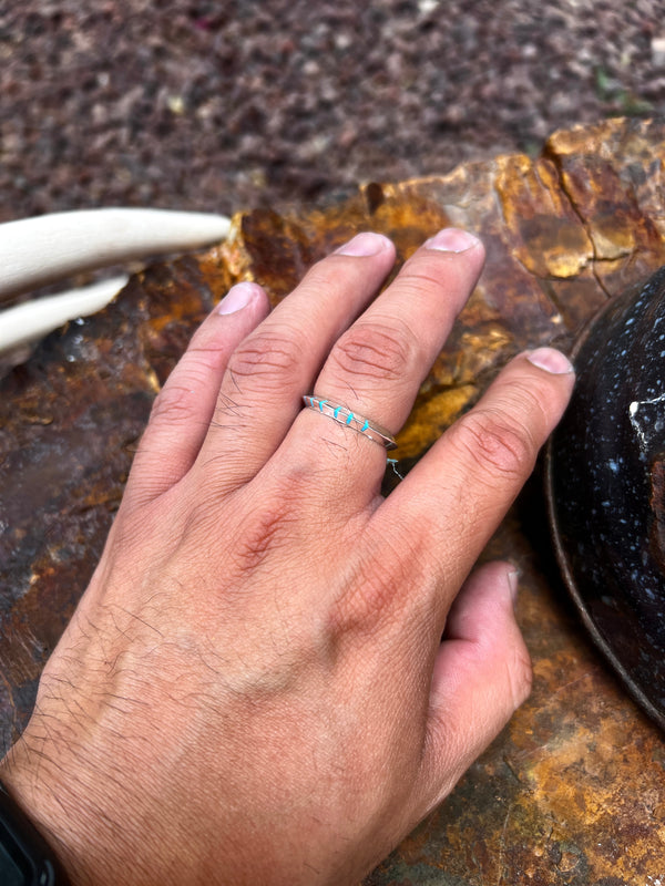 Unisex Triangle Turquoise Zuni Ring