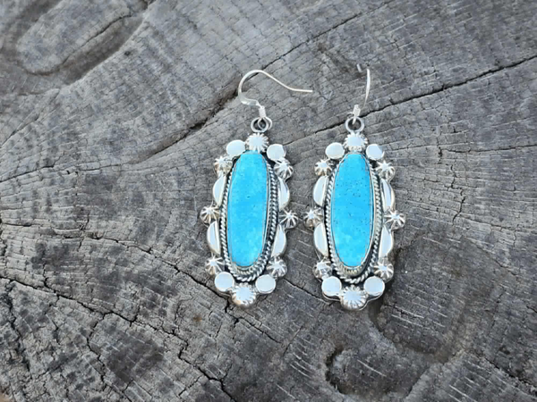 Elongated Turquoise Star Drop Earrings