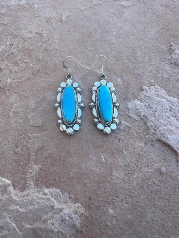 Elongated Turquoise Star Drop Earrings