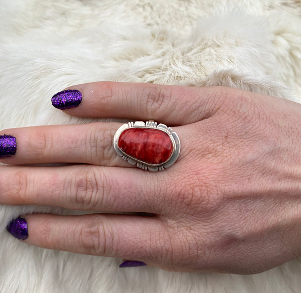 Flame Red Spiney Oyster Ring From The Rogers Collection