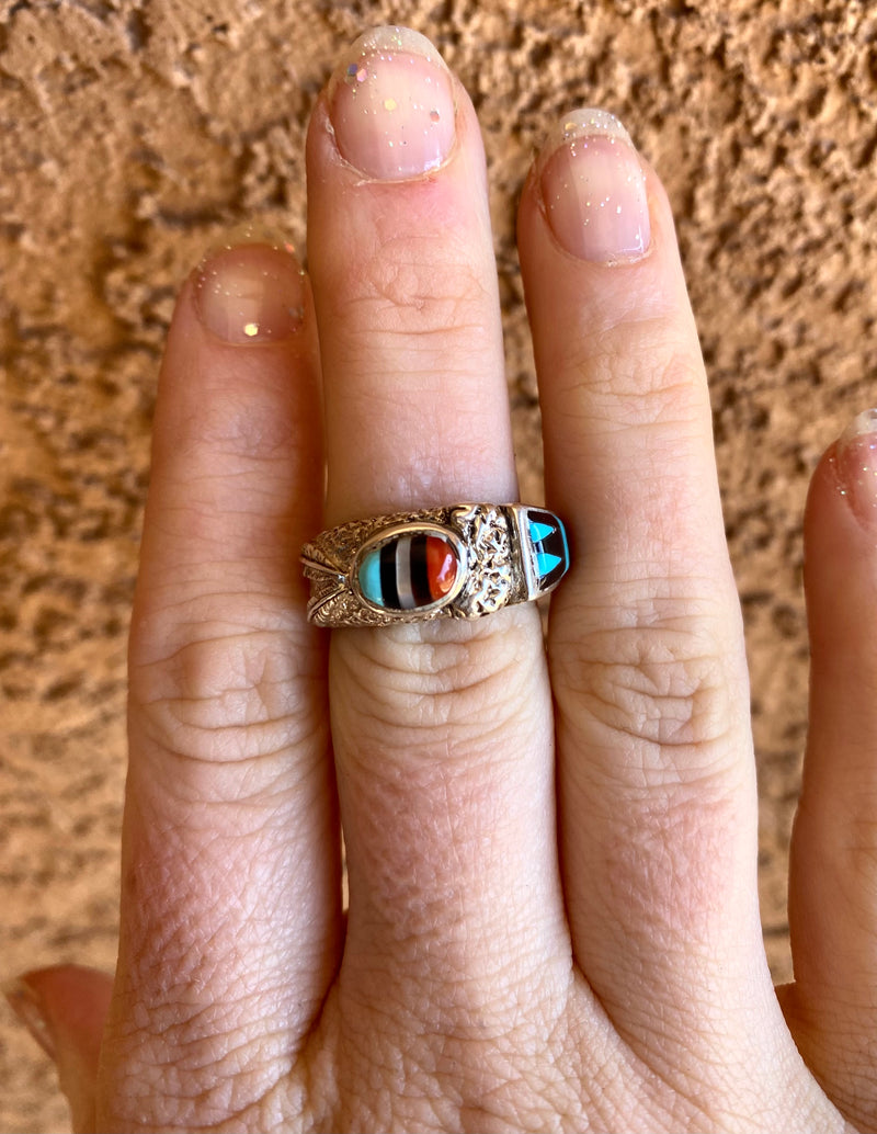 STANDING FEATHERS ZUNI RING FROM THE ROGERS COLLECTION