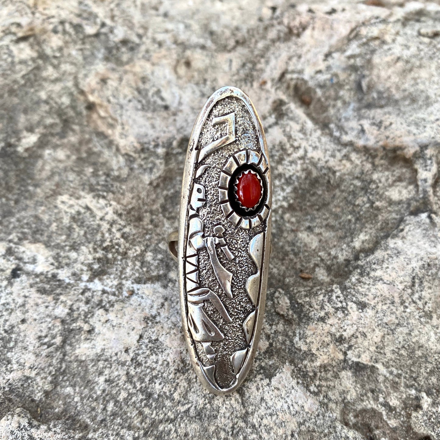 Coral Kachina Overlay Ring From The Rogers Collection