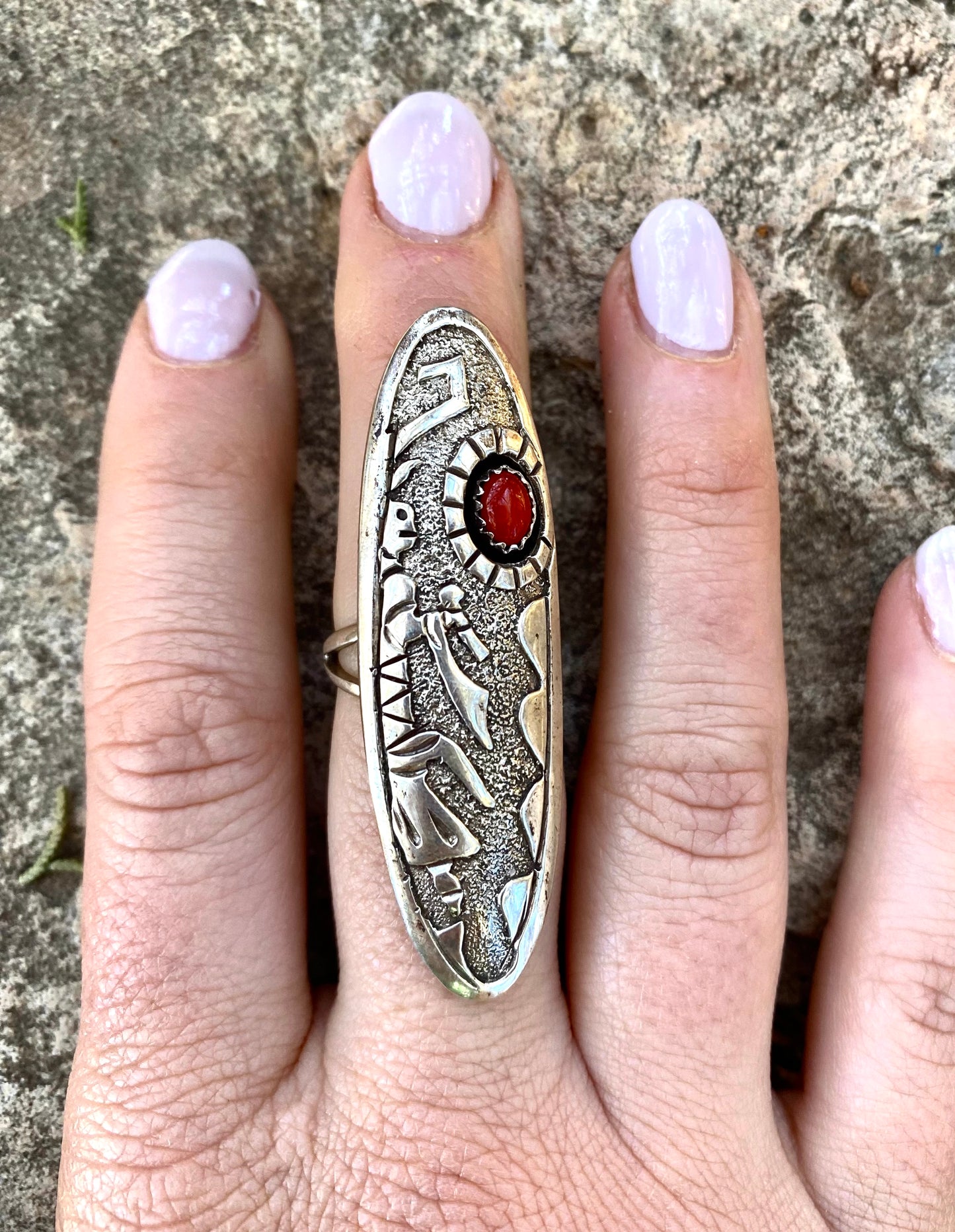 Coral Kachina Overlay Ring From The Rogers Collection