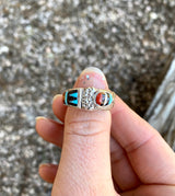 STANDING FEATHERS ZUNI RING FROM THE ROGERS COLLECTION