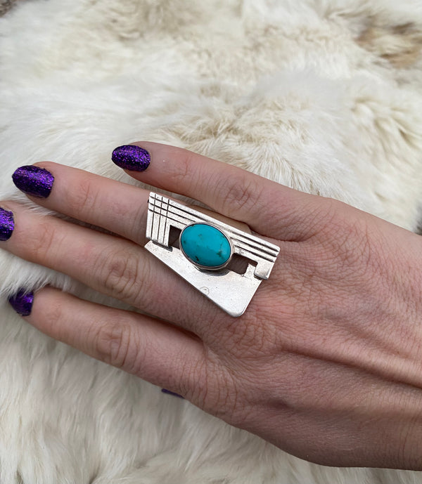 Geometric Sleeping Beauty Turquoise Ring From The Rogers Collection