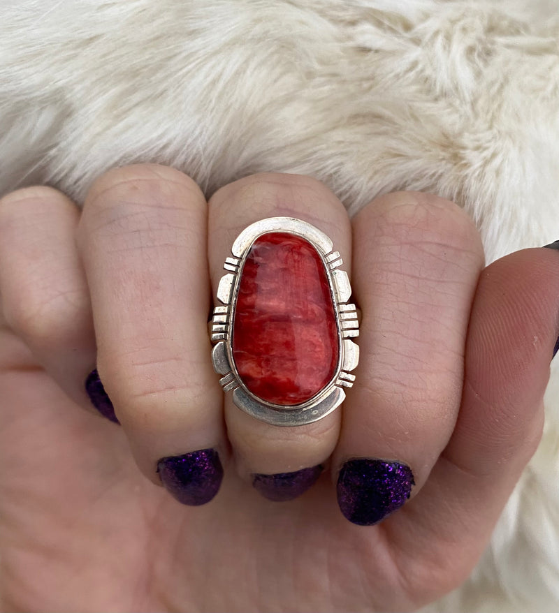 Flame Red Spiney Oyster Ring From The Rogers Collection