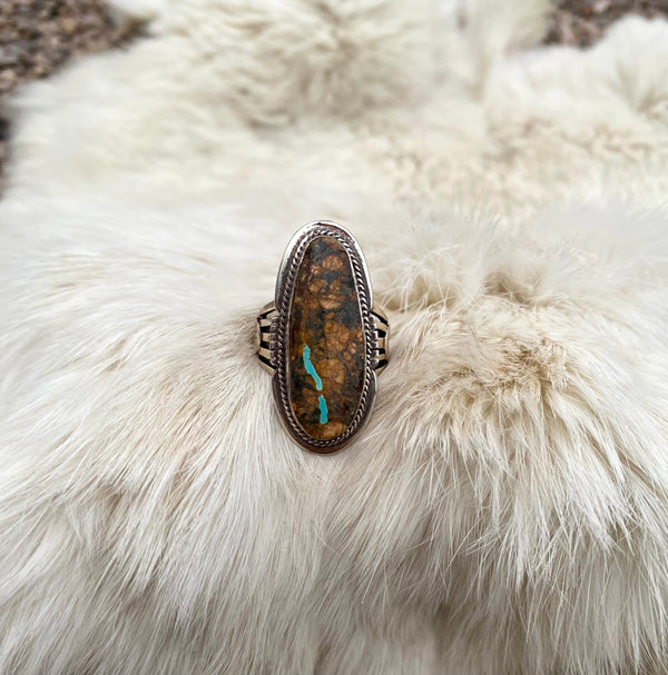 Delicate River Boulder Turquoise Ring From The Rogers Collection