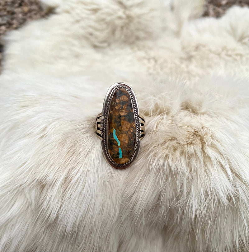 Delicate River Boulder Turquoise Ring From The Rogers Collection