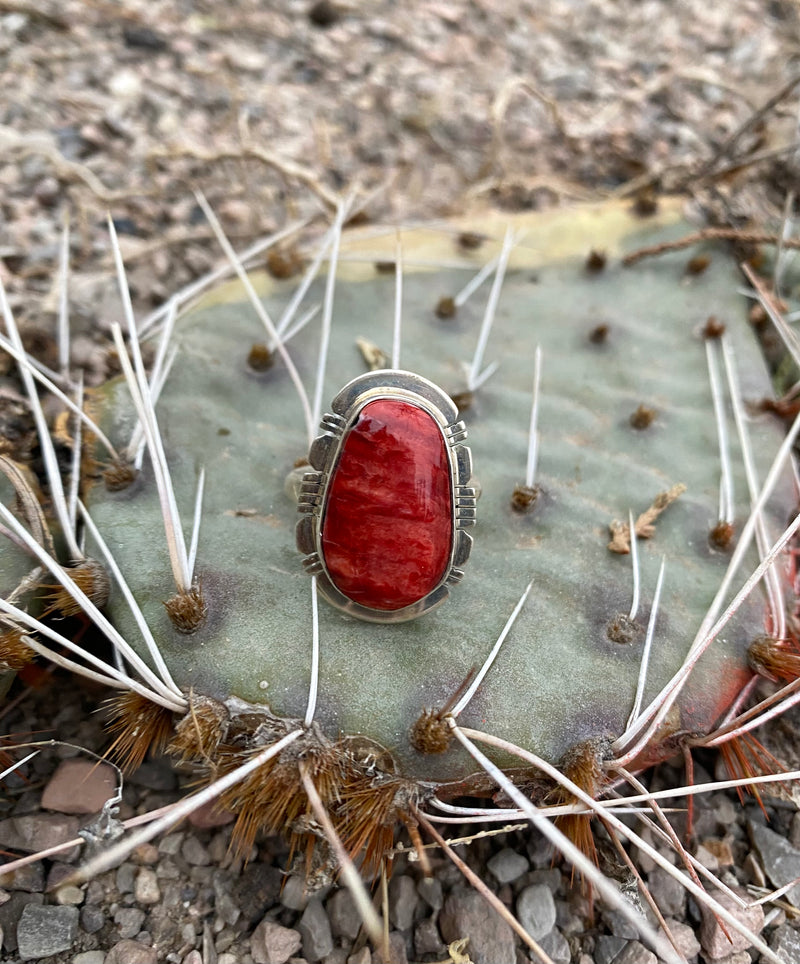 Flame Red Spiney Oyster Ring From The Rogers Collection