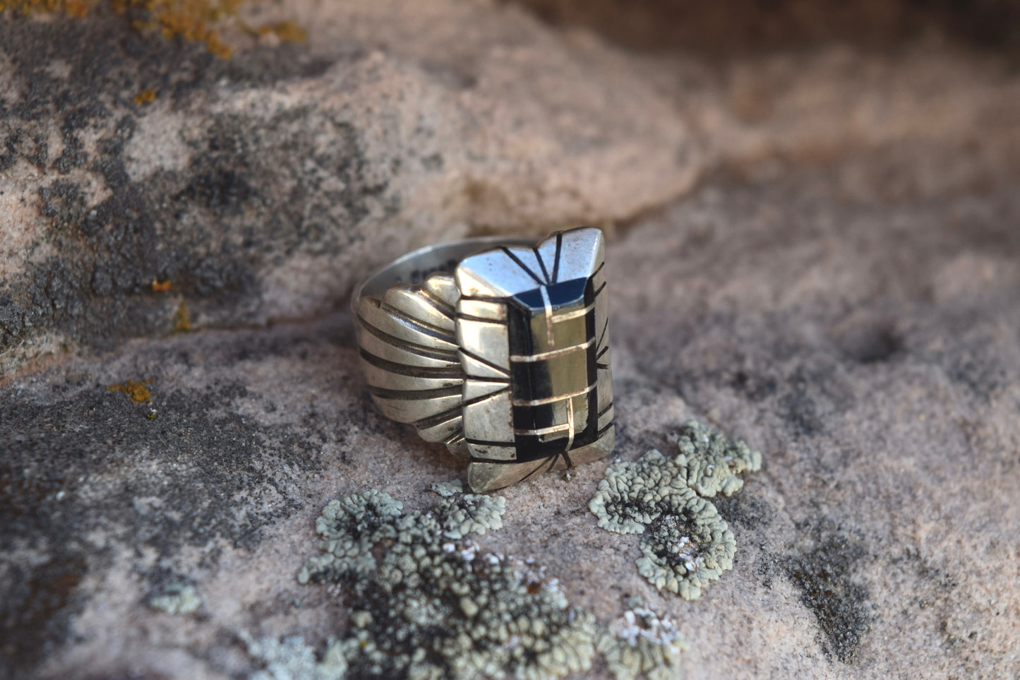 BLACK JET INLAY RING FROM THE RODGERS COLLECTION
