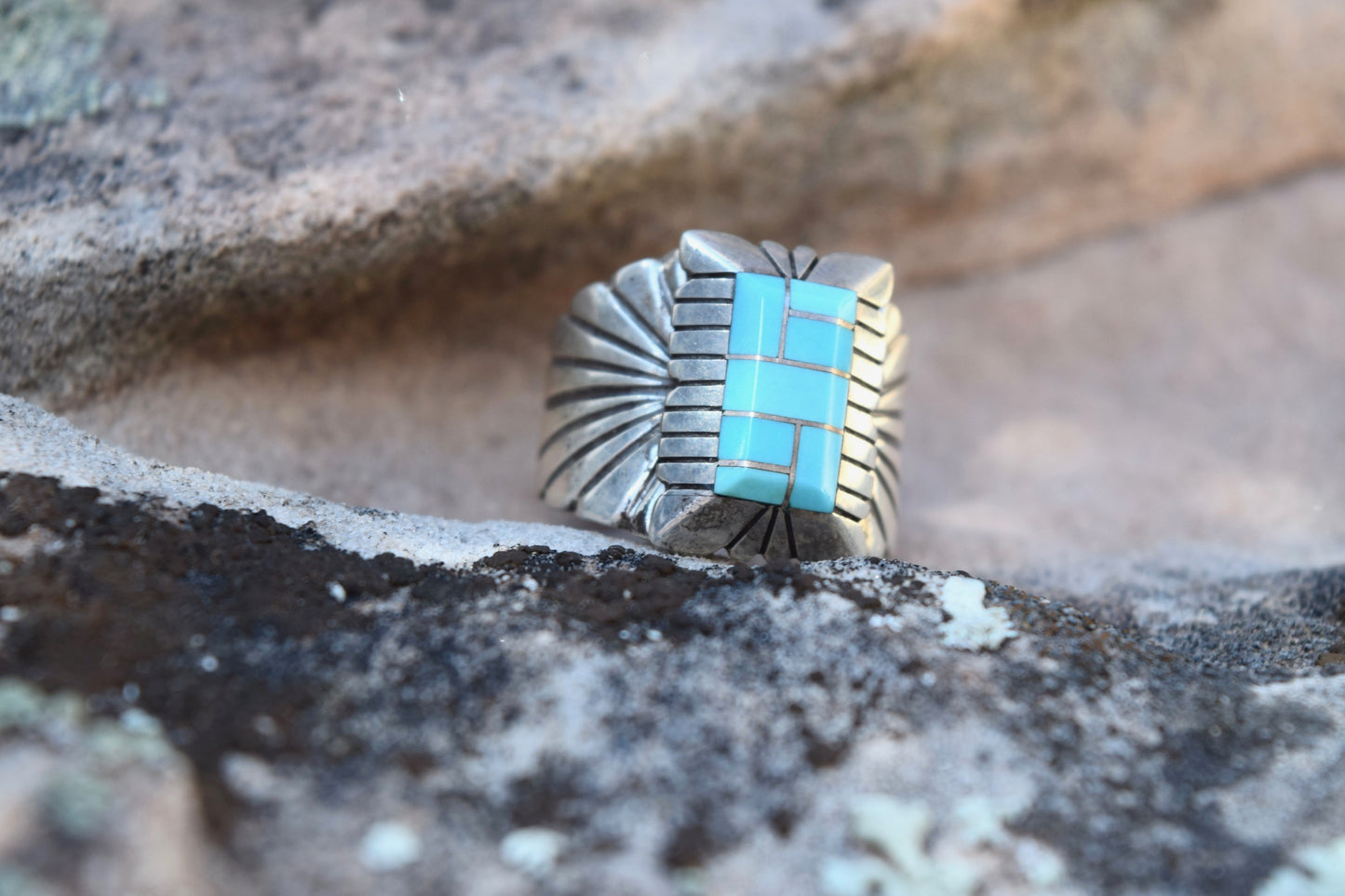 NEVADA TURQUOISE INLAY RING FROM THE RODGERS COLLECTION
