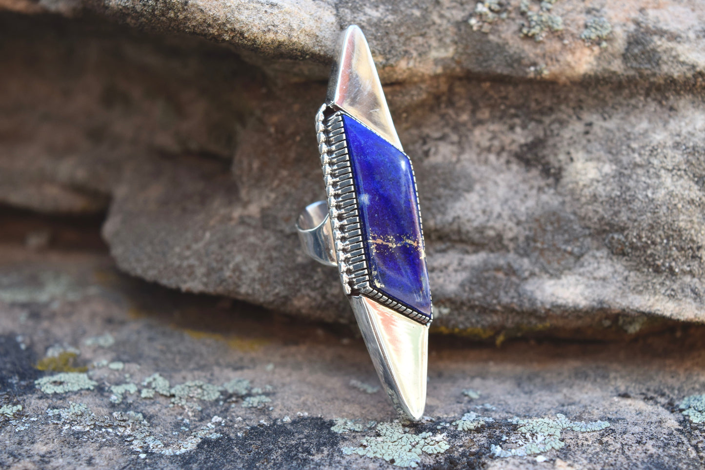 LAPIS AND SHELL LIGHTNING RING FROM THE RODGERS COLLECTION