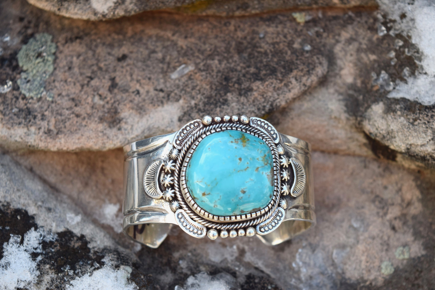 SQUARE ROUND KINGMAN TURQUOISE BRACELET FROM THE RODGERS COLLECTION