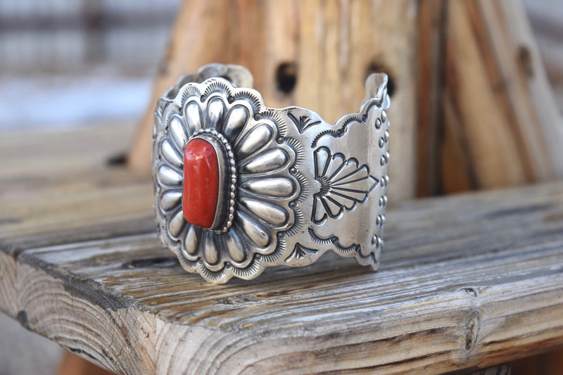 MEDITERRANEAN CORAL CONCHO BRACELET FROM THE RODGERS COLLECTION