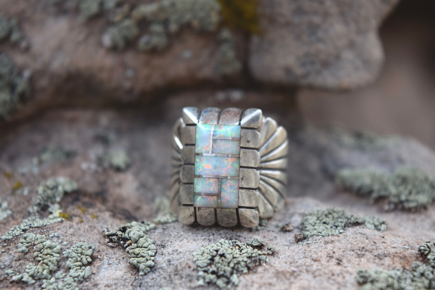 CULTURED OPAL INLAY RING FROM THE RODGERS COLLECTION