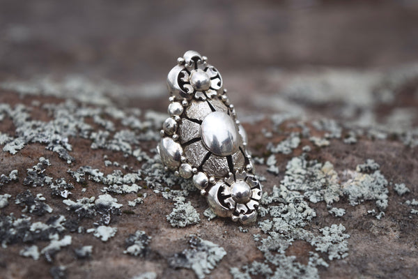 ALL SILVER CRAFTED FLORAL RING FROM THE RODGERS COLLECTION