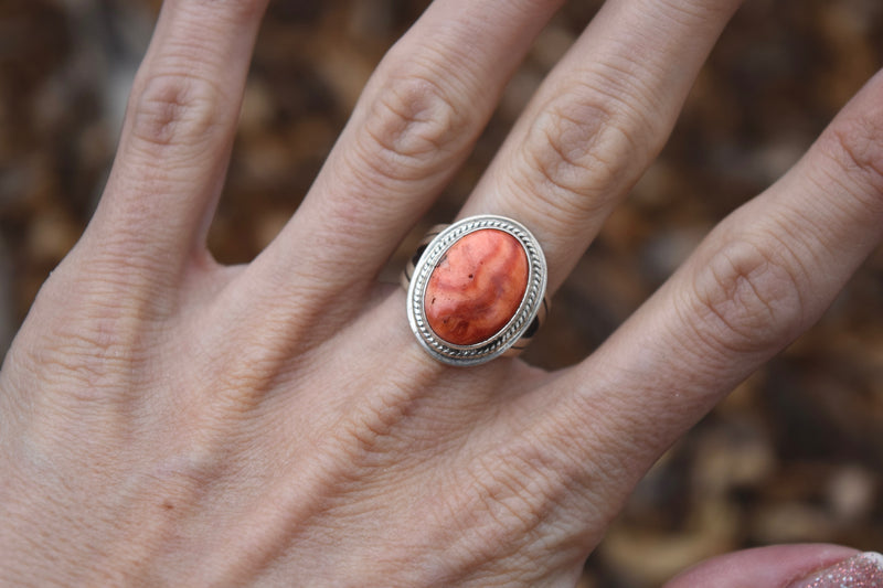 ROPE MEDITERRANEAN CORAL RING FROM THE RODEGRS COLLECTION