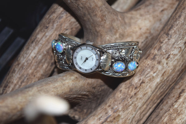 CULTURED BLUE OPAL WATCH