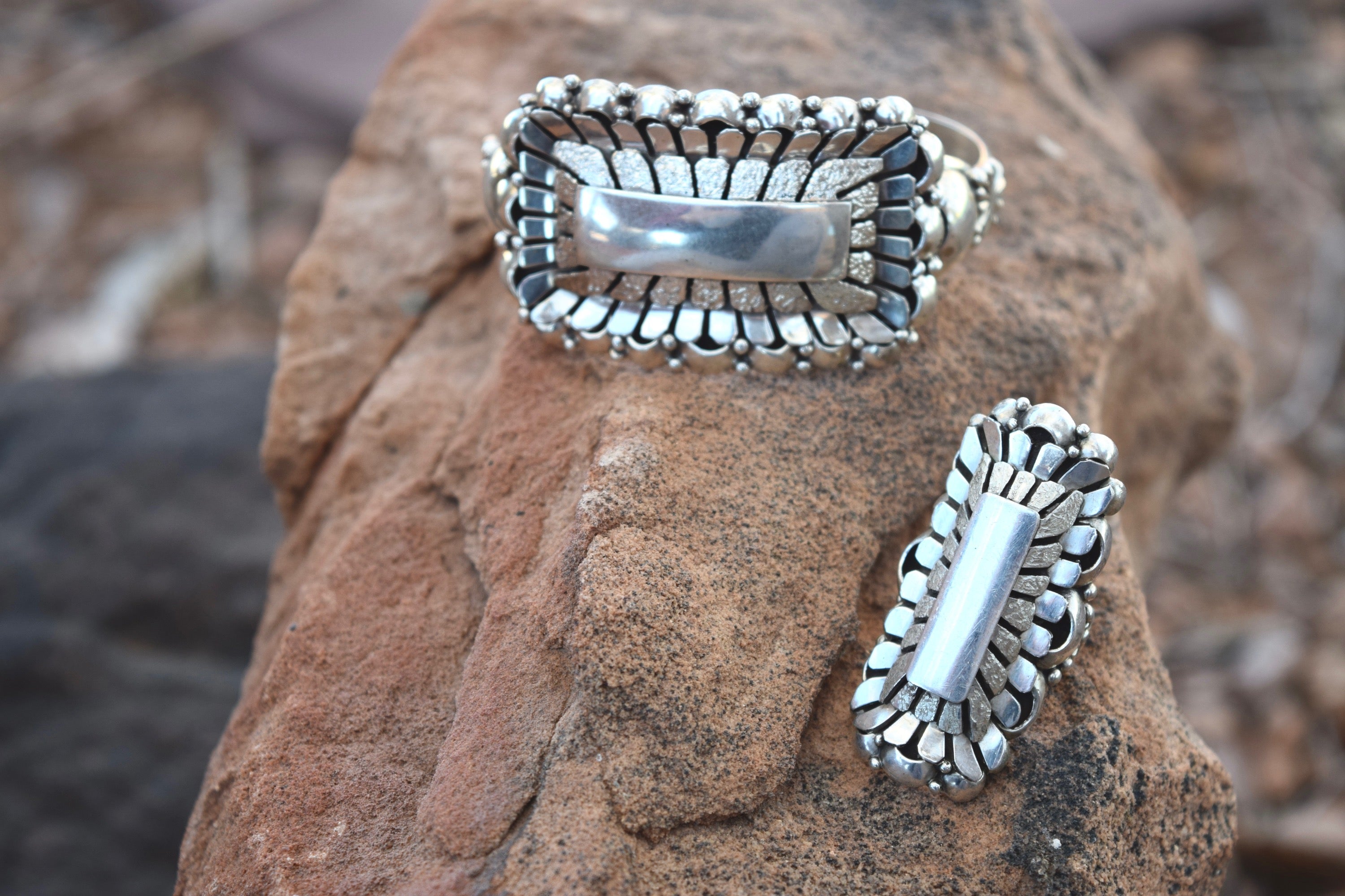 RECTANGKE RAY SILVER BRACELET FROM THE RODGERS COLLECTION