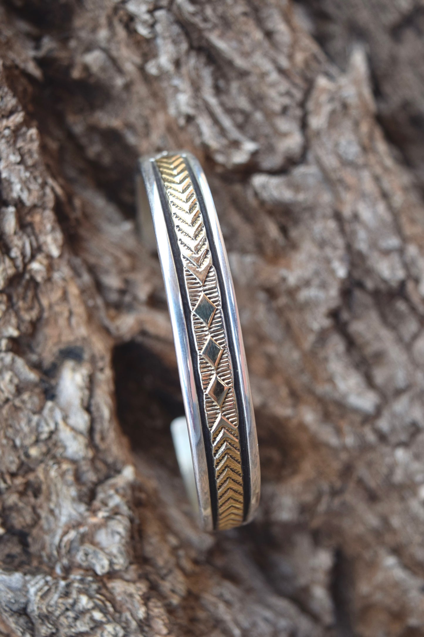NARROW 14K & STERLING BRACELET FROM THE RODGERS COLLECTION