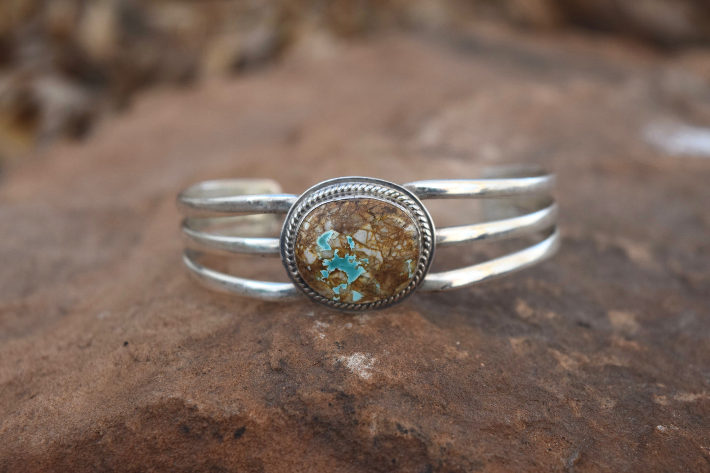THREE BAND BOULDER TURQUOISE BRACELET FROM THE RODGERS COLLECTION