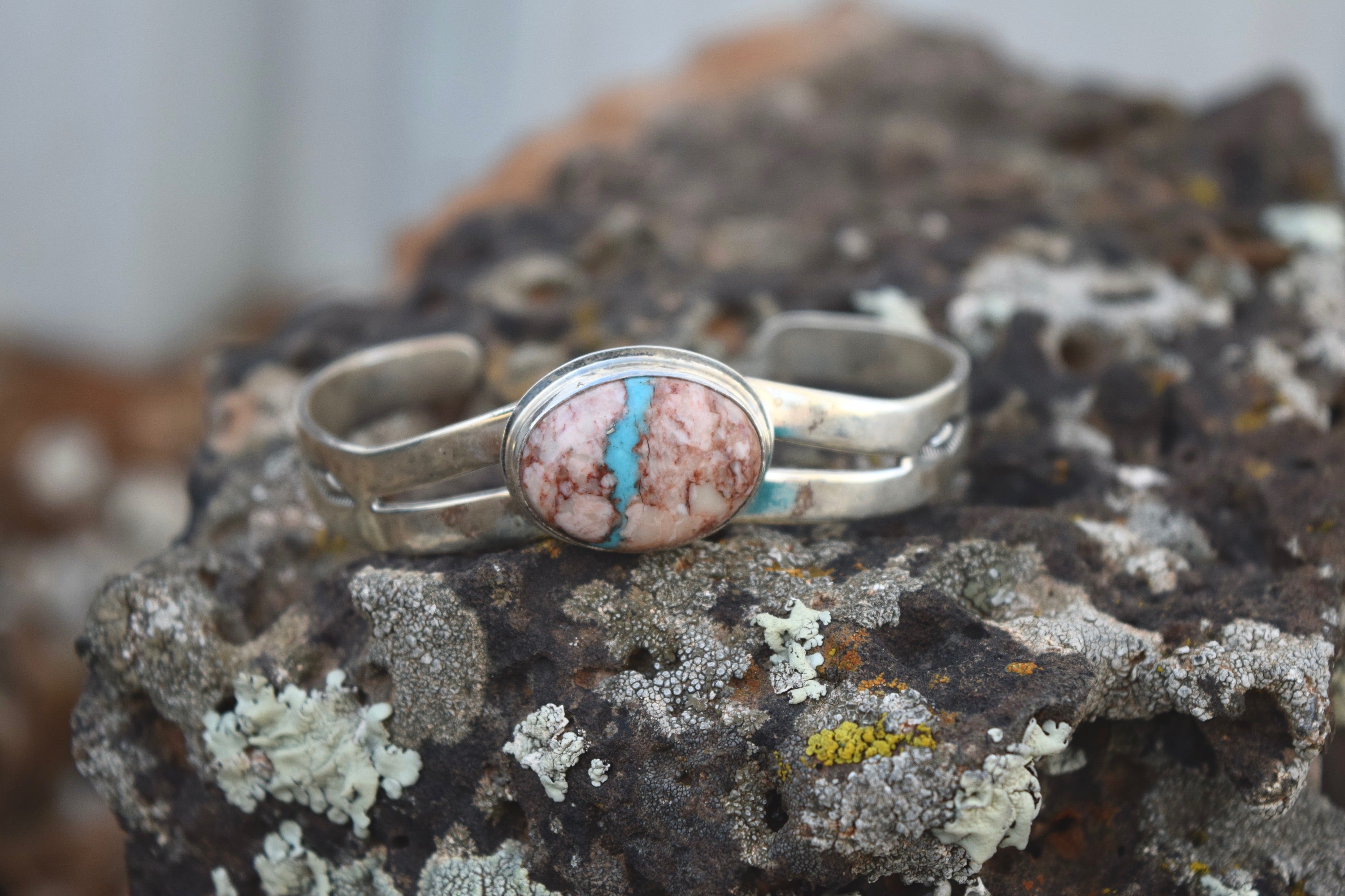 RIBBON ROCK STAMPED CUFF BRACELET FROM THE RODGERS COLLECTION