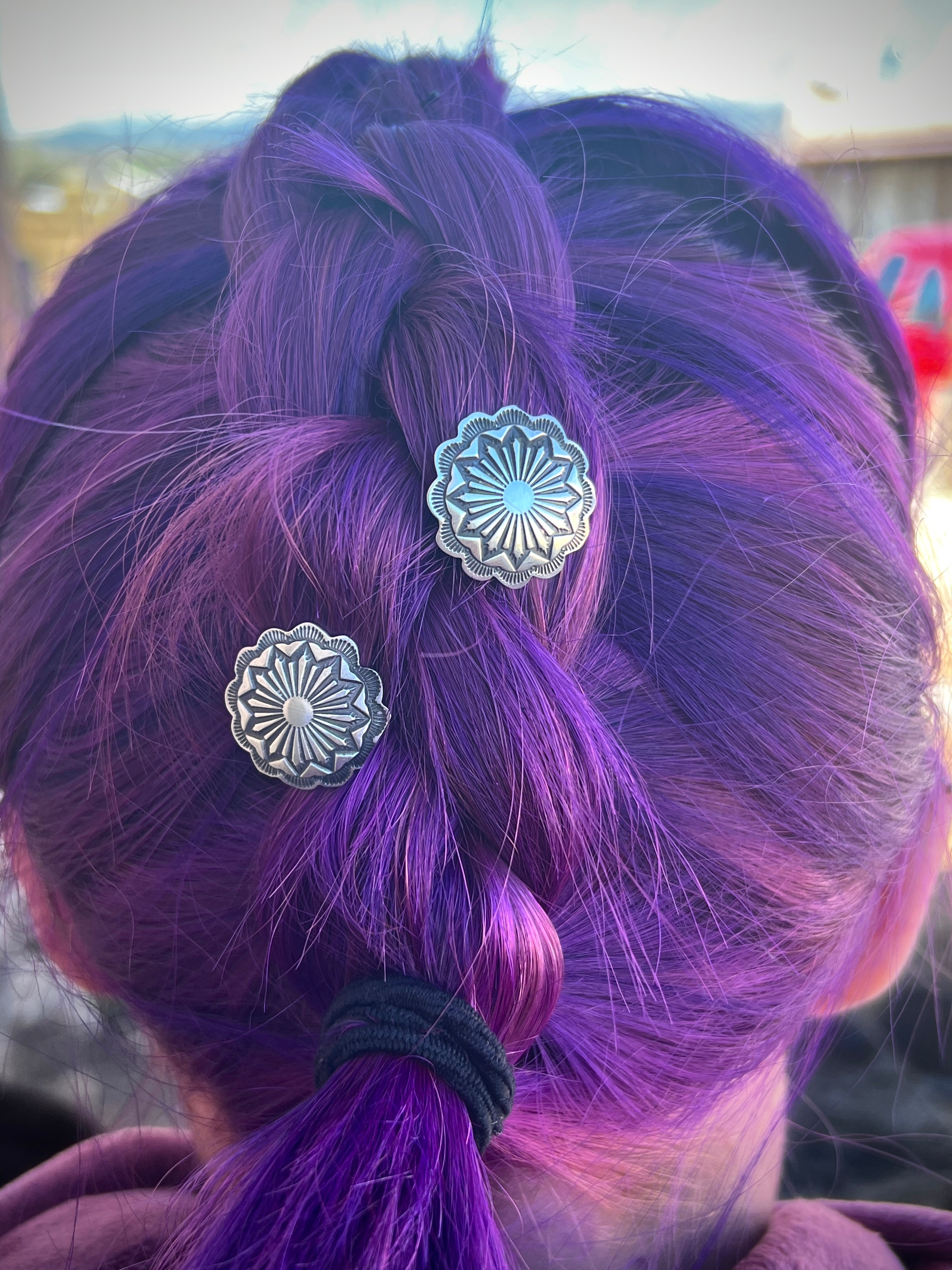 All Silver Concho Hair Buttons (Set of 2)