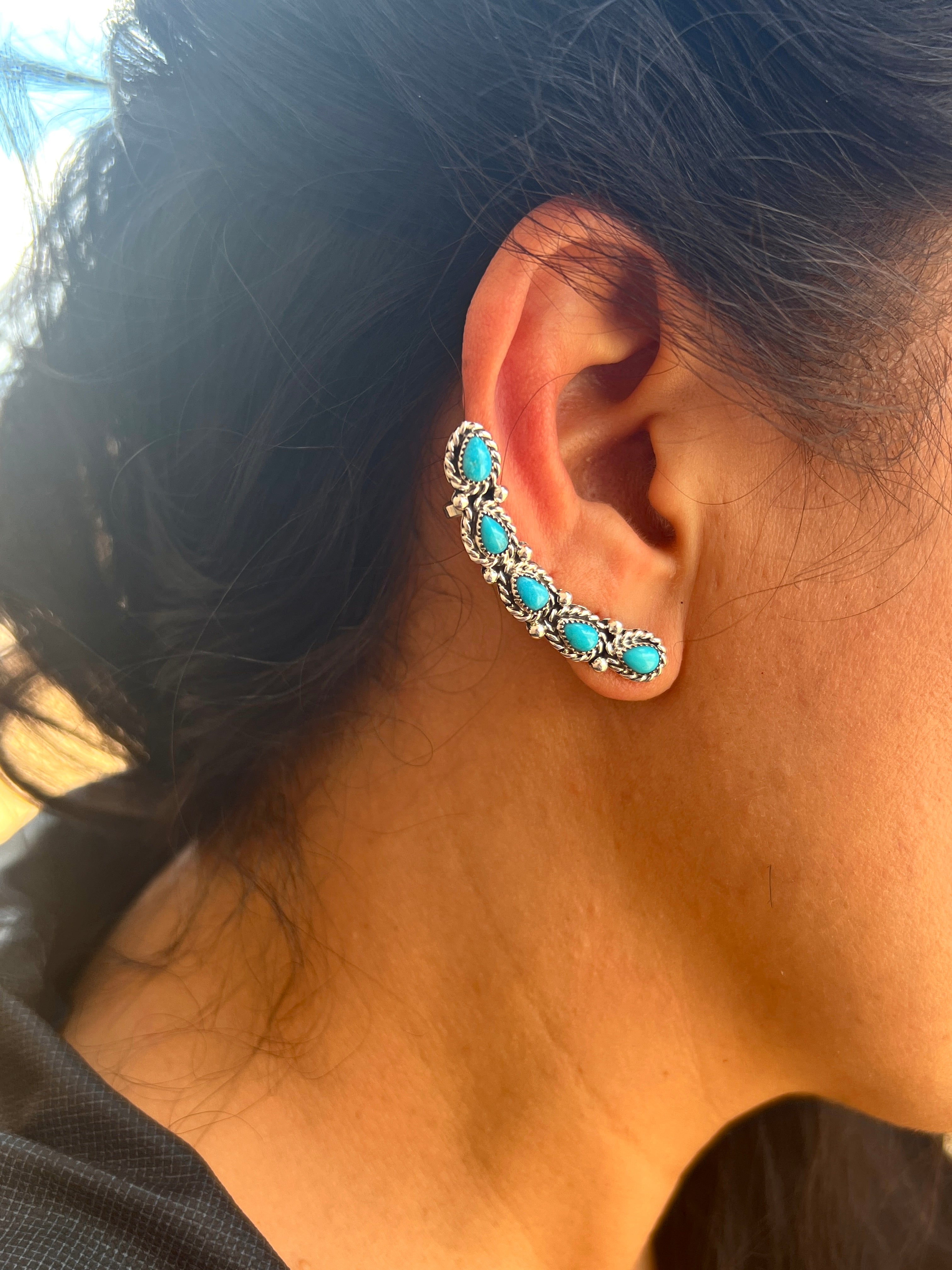 Sleeping Beauty 5 Stone Ear Climber Pair