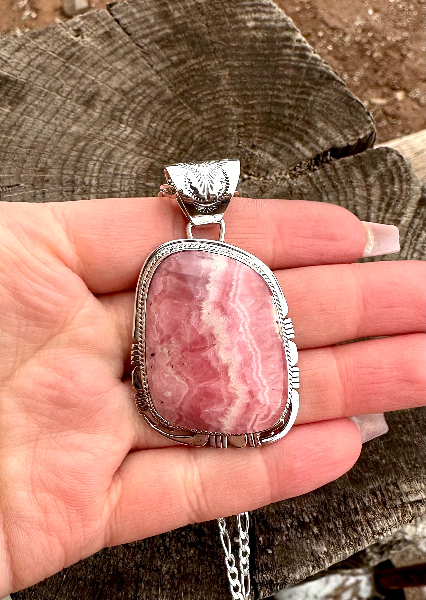 Rhodochrosite Stone Necklace from the Rodgers Collection