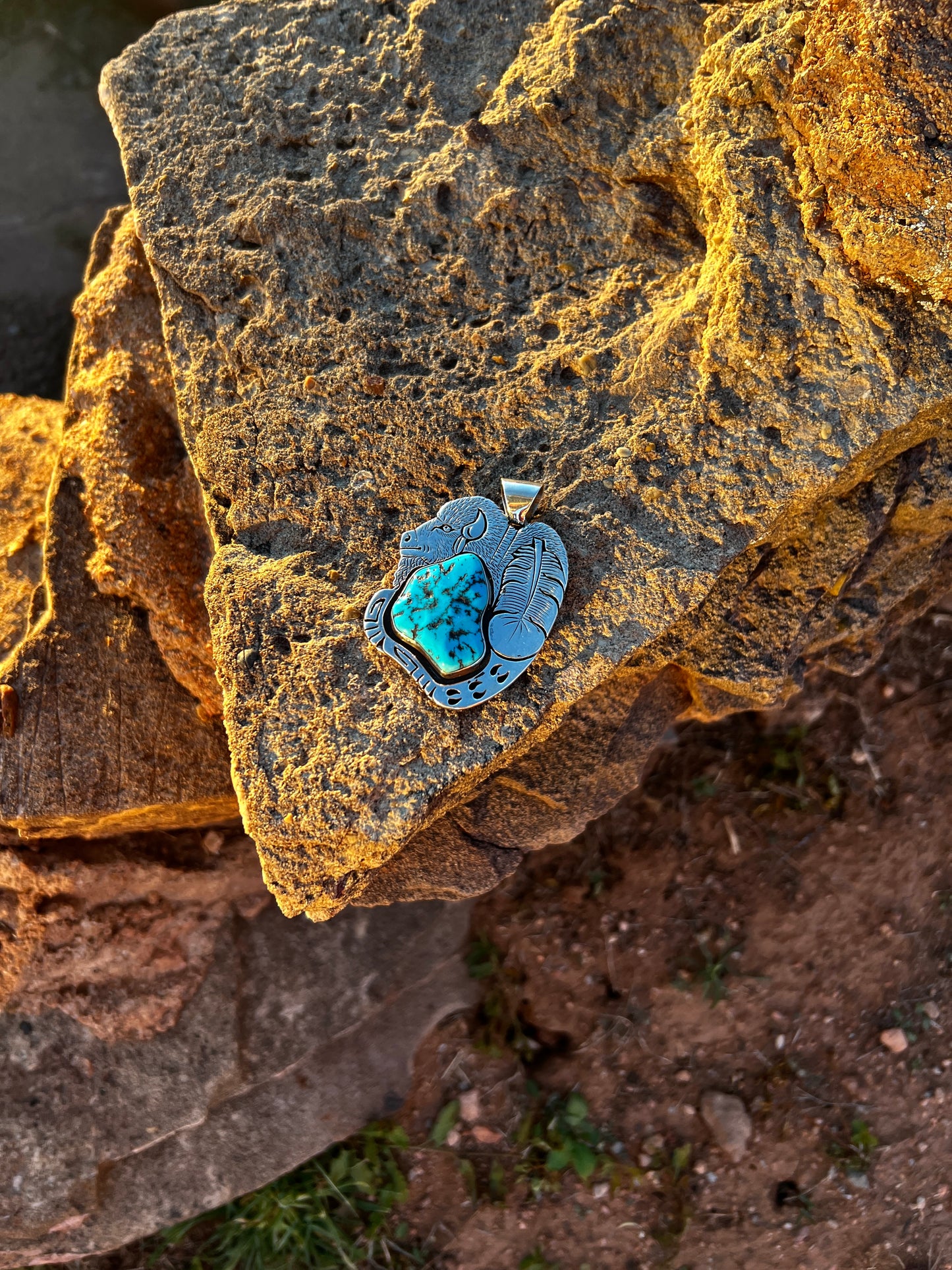 Turquoise Buffalo Pendant from the Rodgers Estate Collection