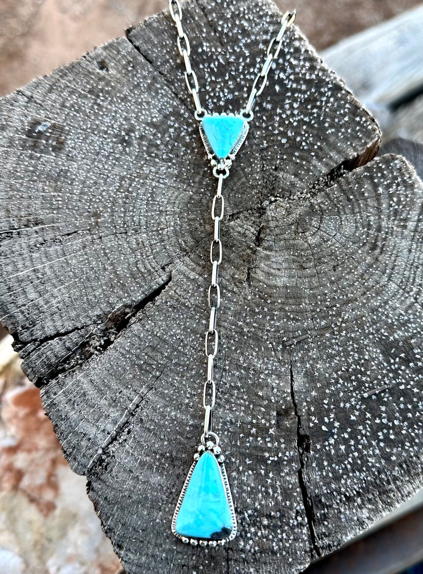 Paperclip Lariat Compitos Turquoise Necklace