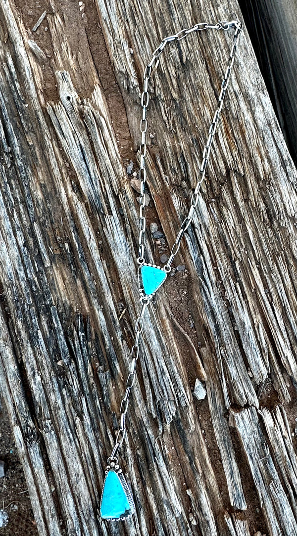 Paperclip Lariat Compitos Turquoise Necklace