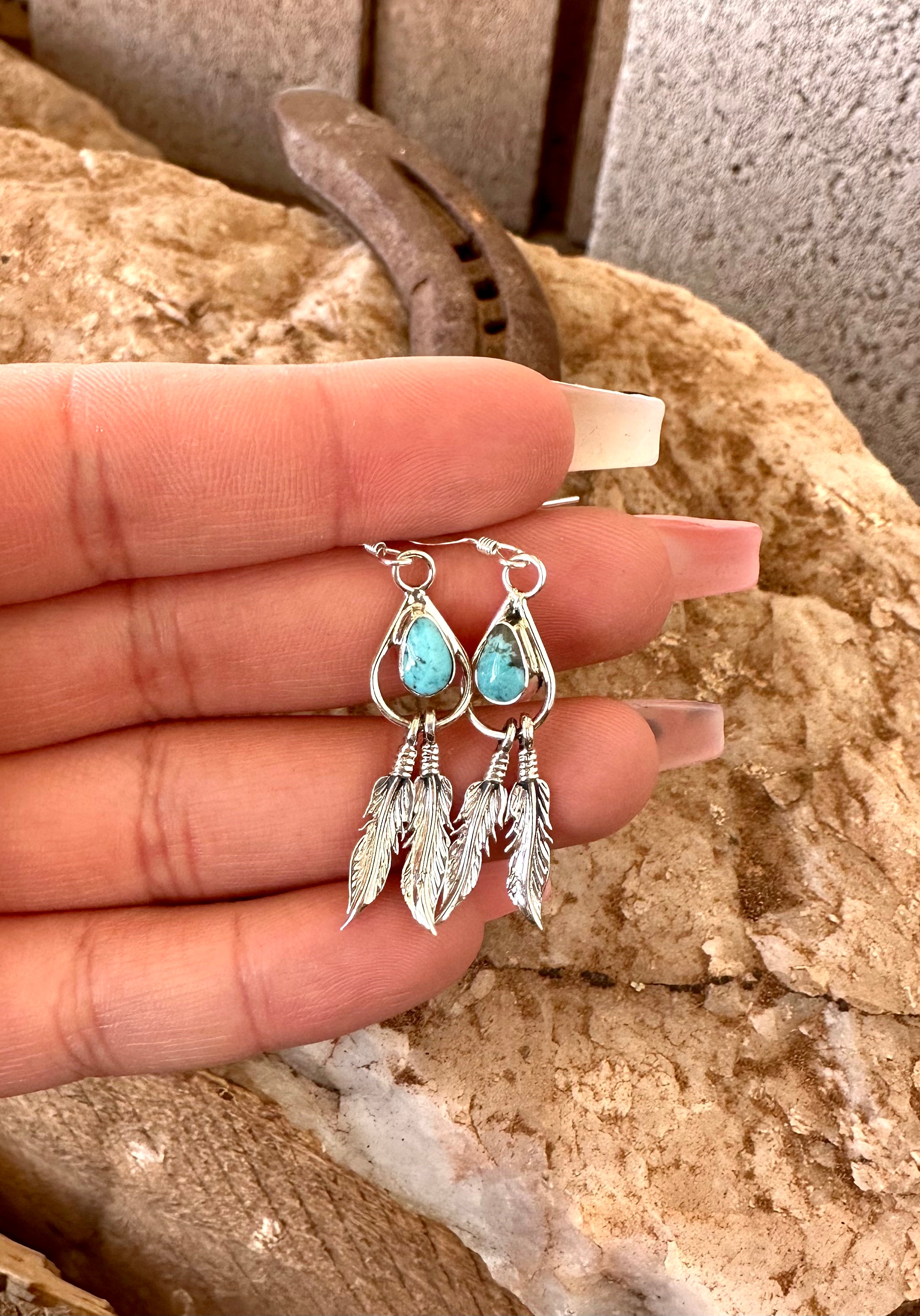 Running Bear Double Feather Earrings