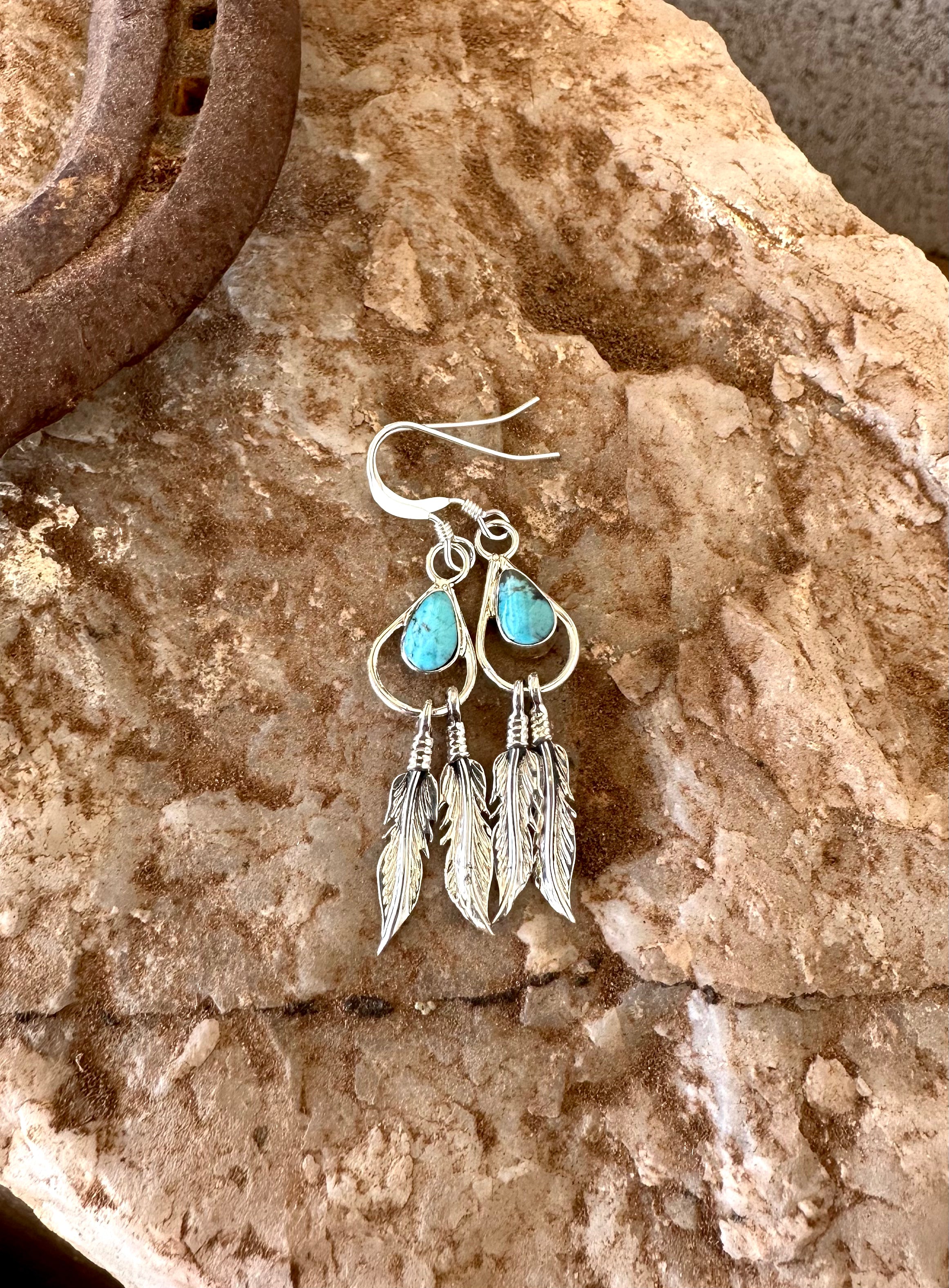 Running Bear Double Feather Earrings