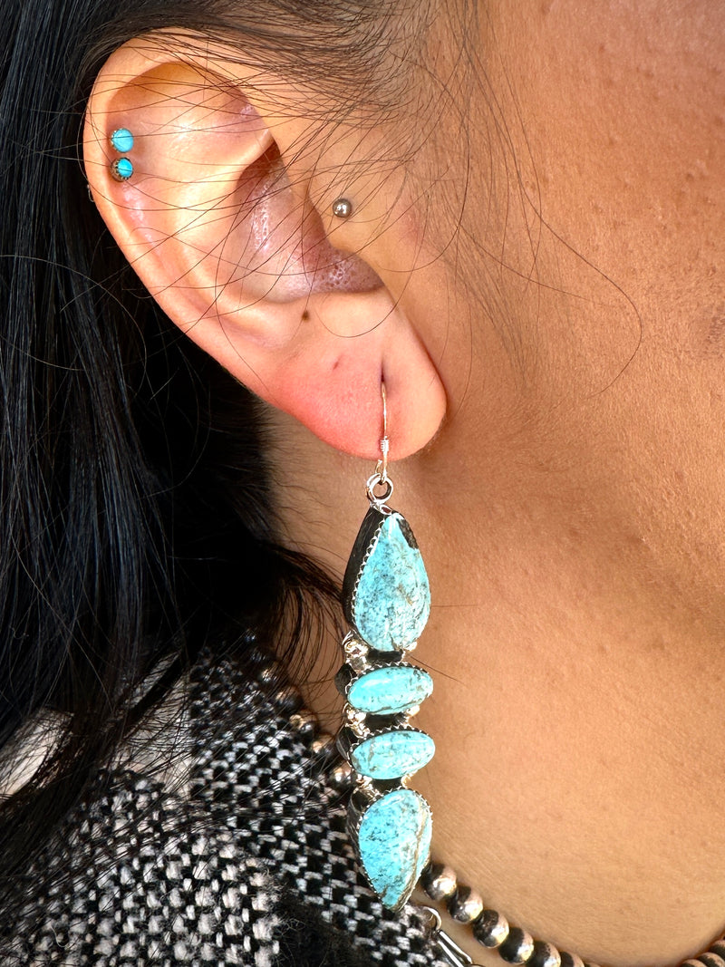 4 Stone Turquoise Dangle Earrings