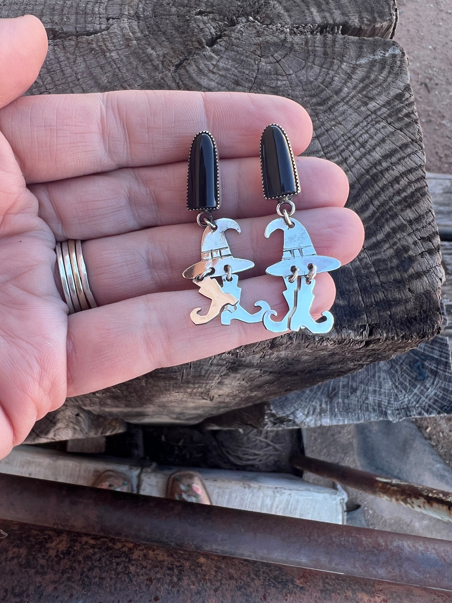 Witchy! Tombstone Witch Hat and Boots Earrings