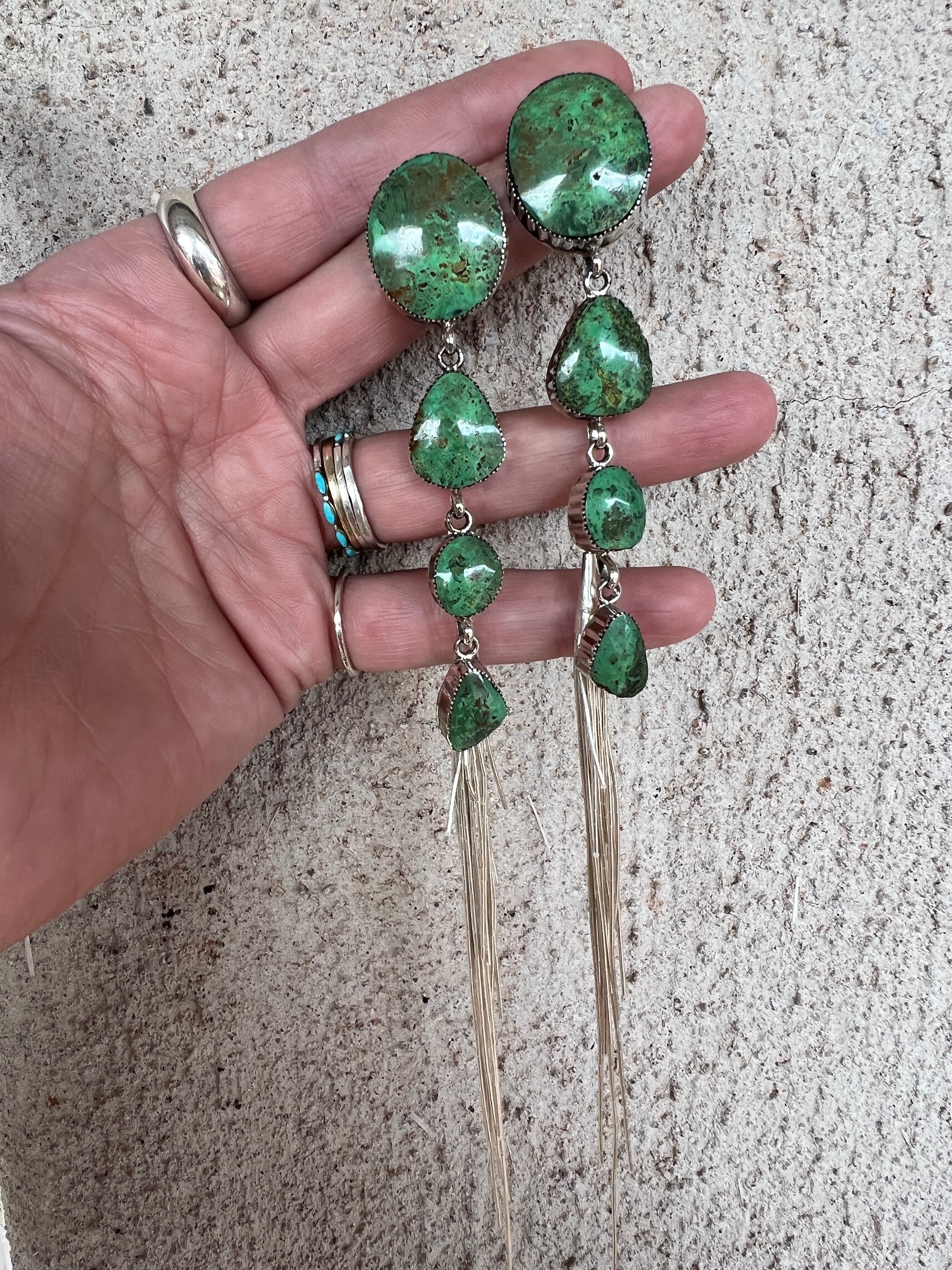 HEY GIRL HEY! Fabulous Shoulder Duster Earrings with Removable Liquid Silver Tassels