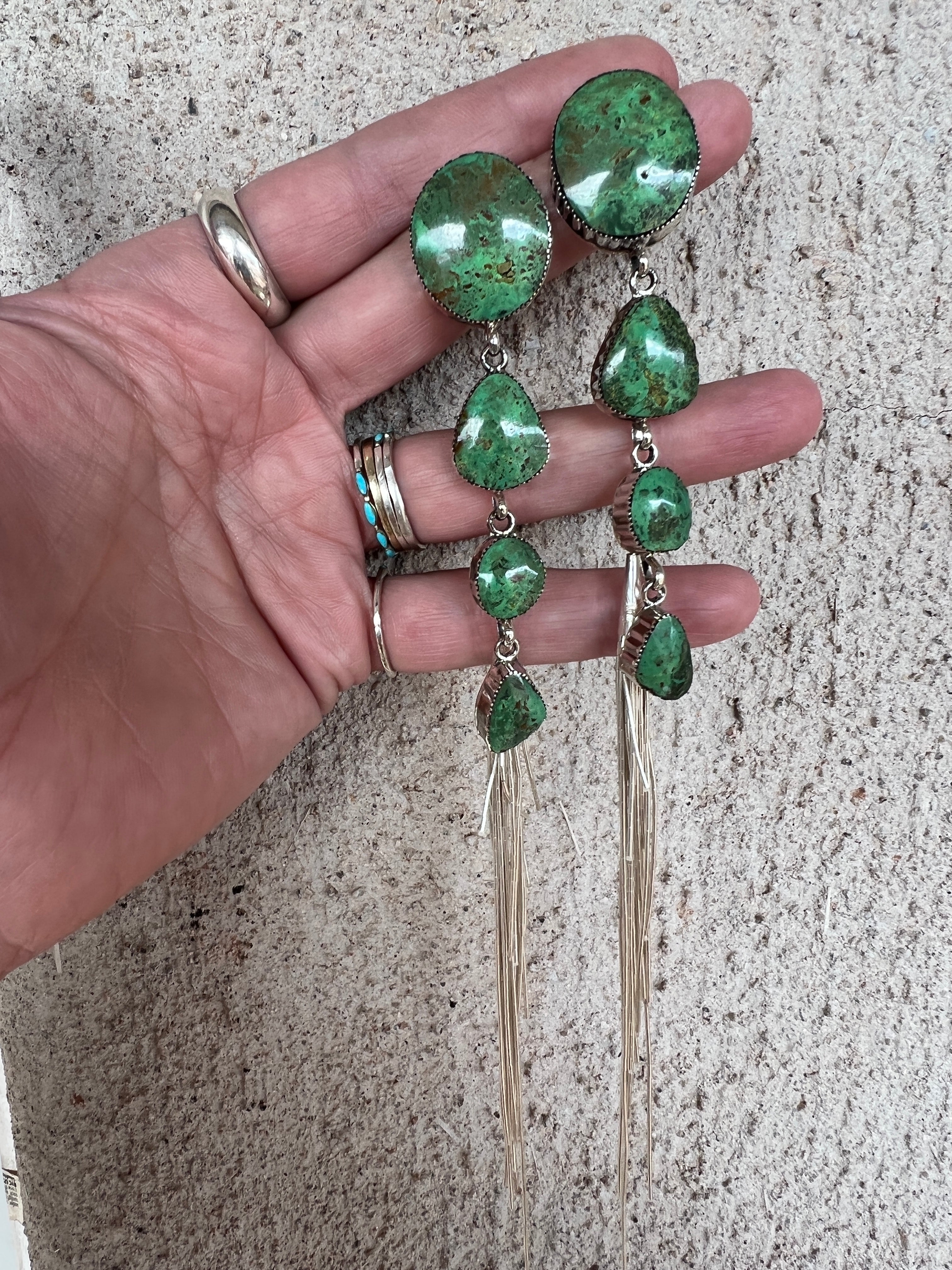 HEY GIRL HEY! Fabulous Shoulder Duster Earrings with Removable Liquid Silver Tassels