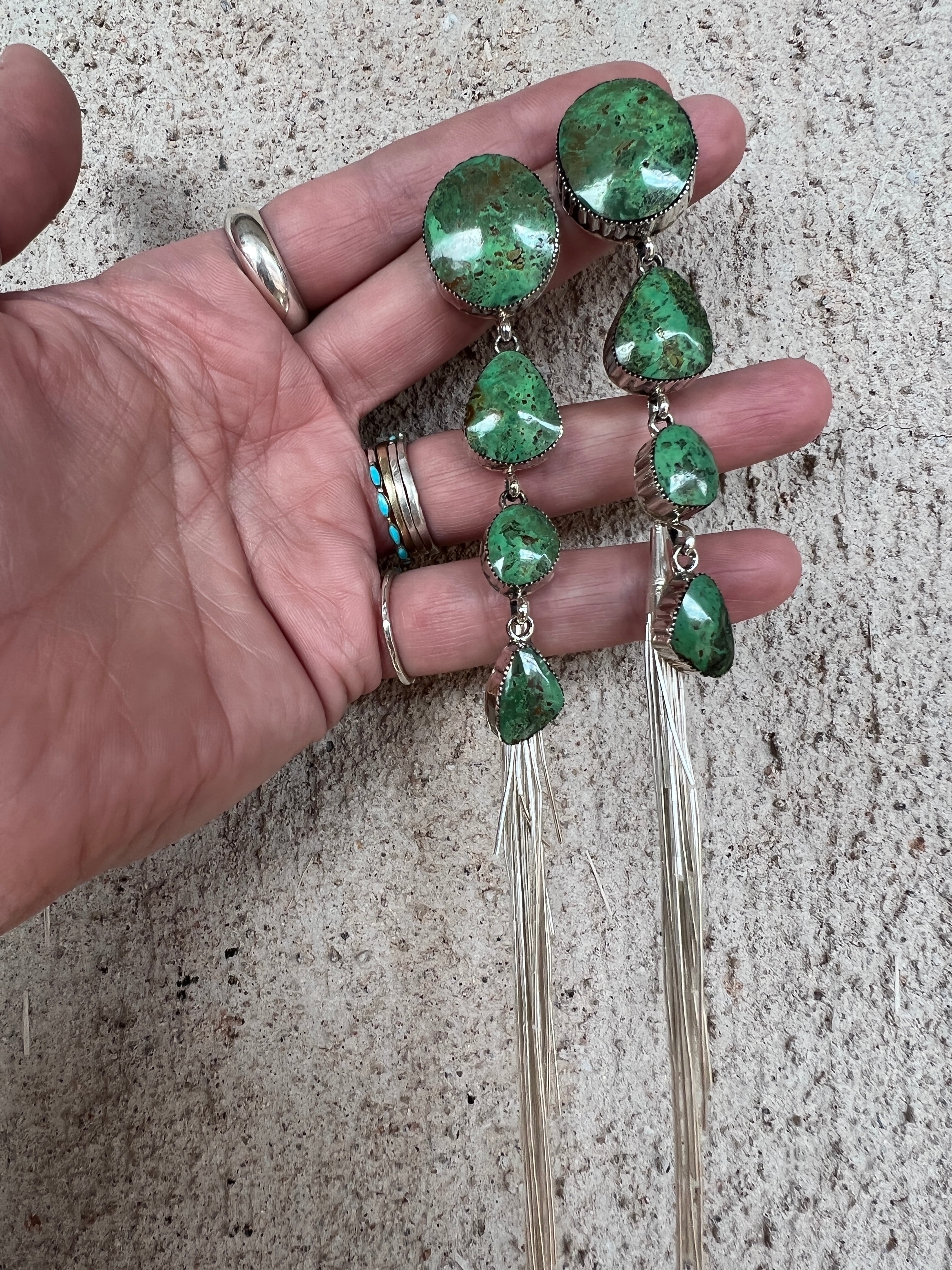 HEY GIRL HEY! Fabulous Shoulder Duster Earrings with Removable Liquid Silver Tassels