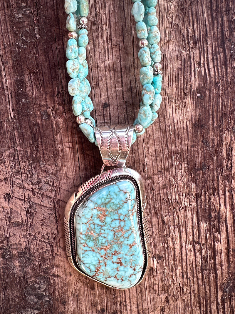 Fabulous Huge Dry Creek Pendant on Beaded Necklace from Rodgers Collection