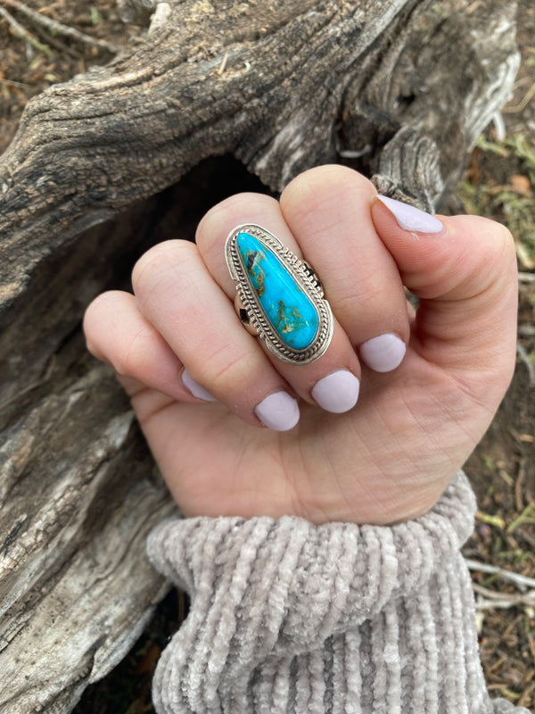 Elongate Nevada Turquoise Ring From The Rogers Collection