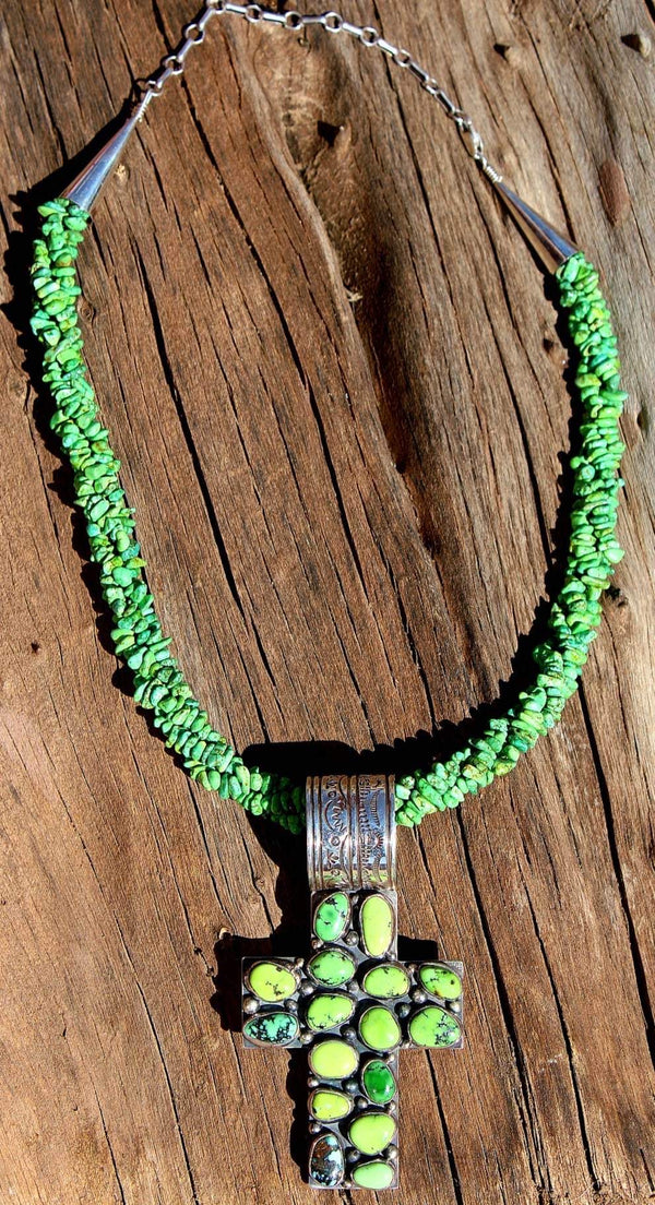 Faithfully Green Cross Necklace