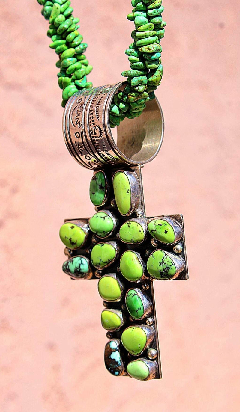 Faithfully Green Cross Necklace