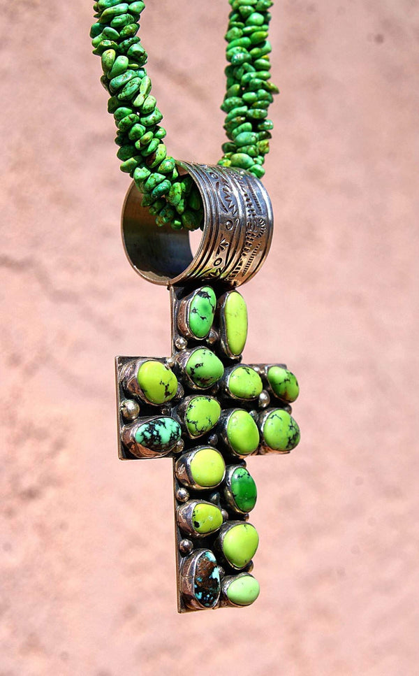 Faithfully Green Cross Necklace