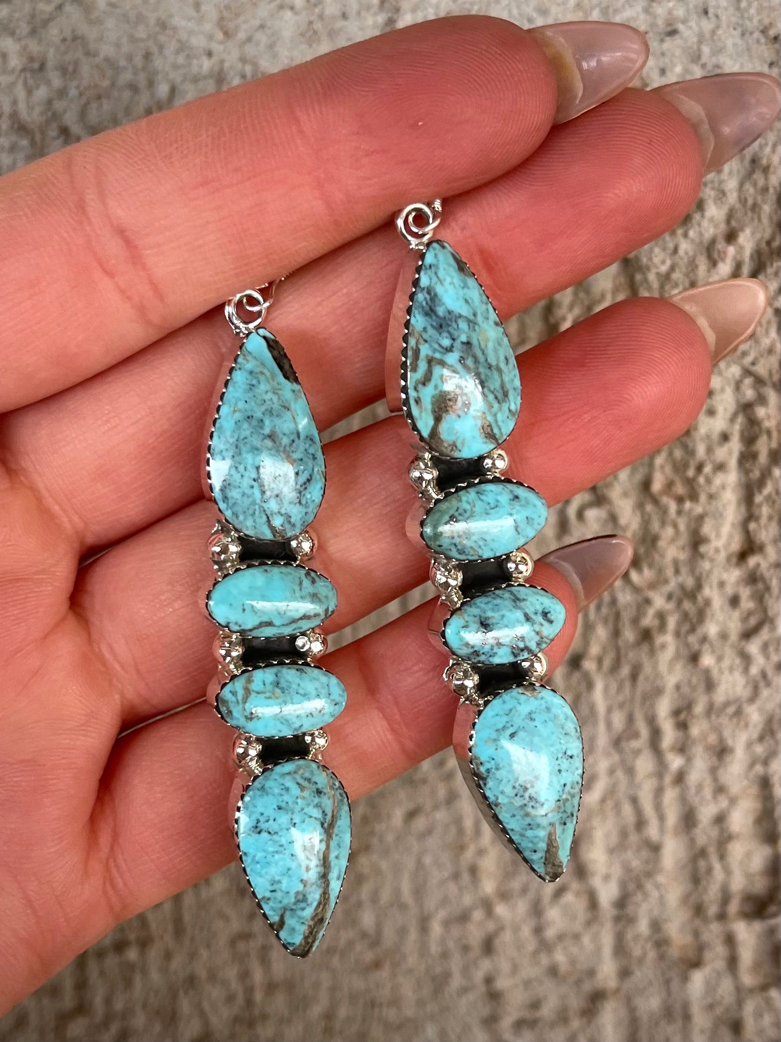 4 Stone Turquoise Dangle Earrings
